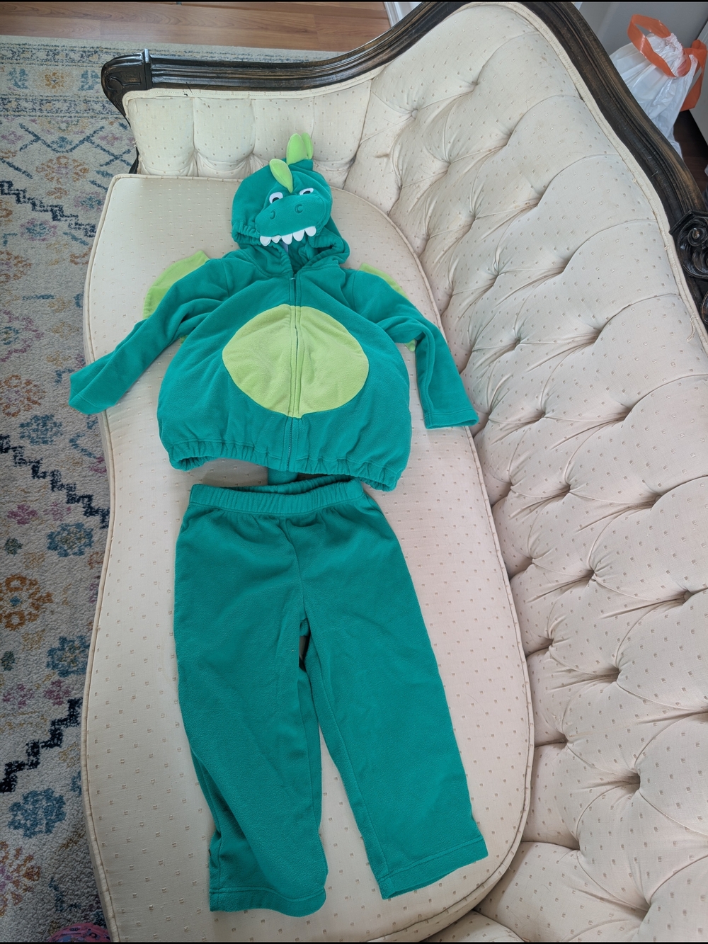 Carter's Green Dinosaur Hoodie Costume Set with Lime Belly - Picture 1 of 3